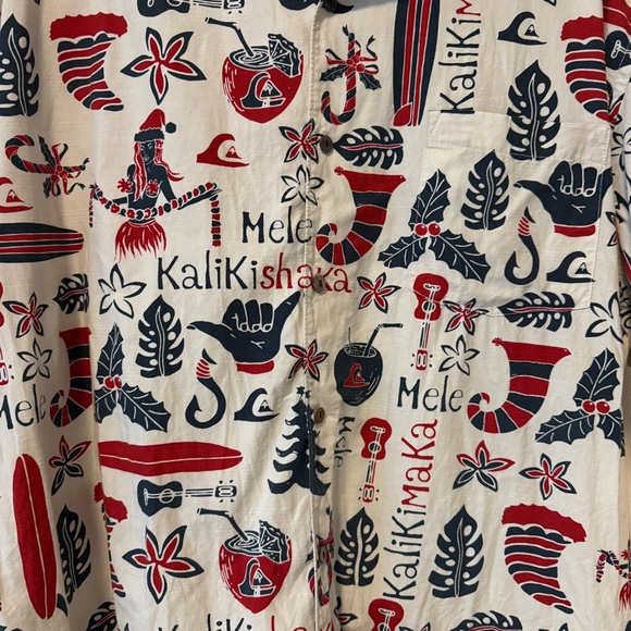 Quicksilver Waterman Men's Mele Kalikimaka Christmas Hawaiian Shirt XL - Picture 4 of 7